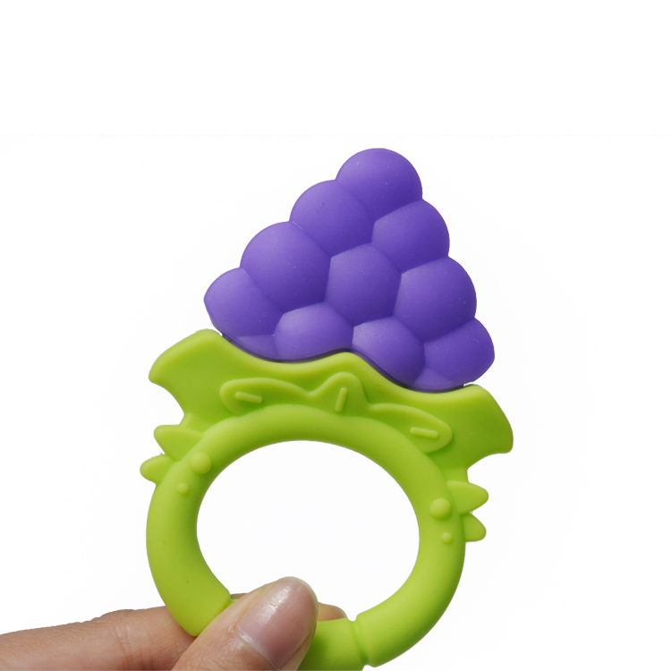Baby Teether Toys Silicone Teething Toys Fruit Shape Newborn Babies Toddlers Silicone Teether Toys Set Soothe and Massage gums