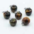 Handmade Craved 20MM Tiger Eye Apple Pendant Necklace