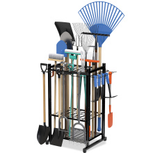 Buy-Wish Metal Garden Tool Organizer Stand with Hooks