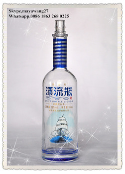 750ml empty glass bottle/shaped liquor glass bottle