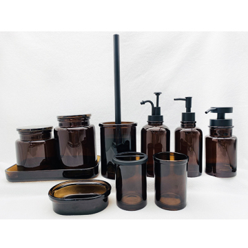 Brown Bathing Set Glass Bottle