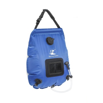 Portable Solar Heated Blue Camping Shower Bag - 20L, PVC & Polyester