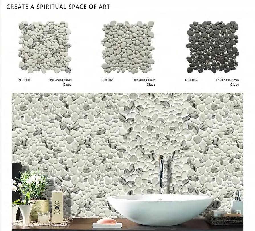 Grey Round Mosaic Tile Full Body Glass Mosaic for Wall Outdoor