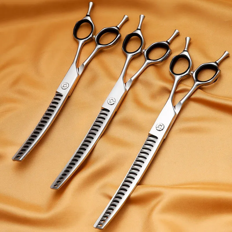 Professional Upward Curved Chunker Dog Grooming Scissors Pets Thinning Blending Shears