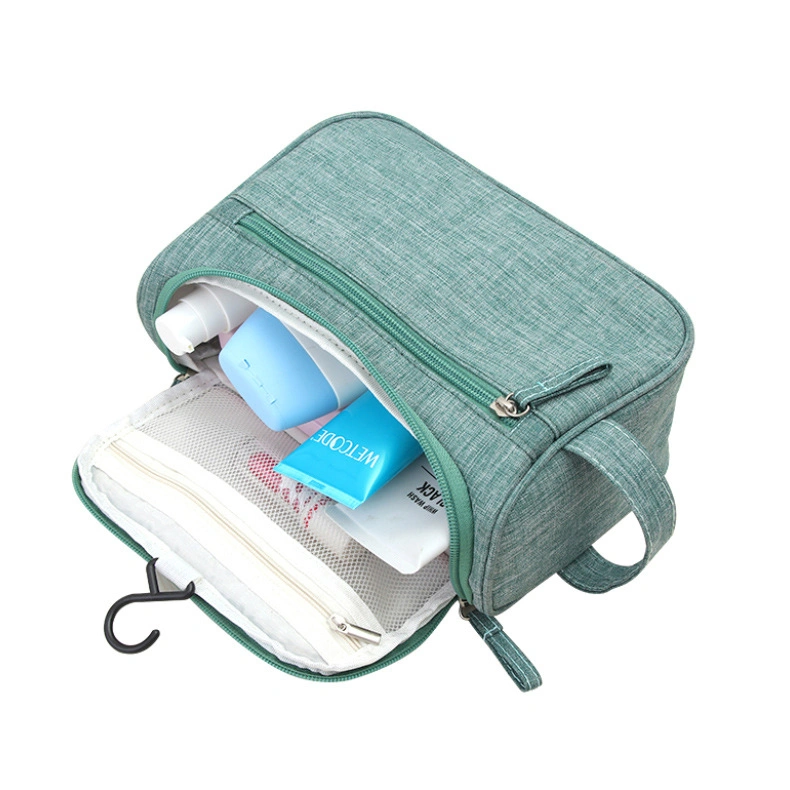 Waterproof Snow Oxford Zipper Top Open Trip Organizer Small Toilet Bag Men with Hanging Hook