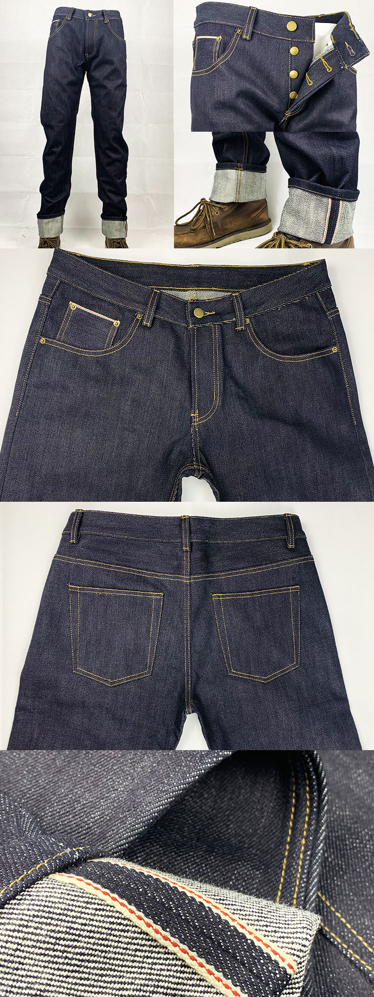 Anpassad storlek patch grov tjock 11- 22 oz japansk stil motorcykel beatle buster rå selvedge denim jeans för män