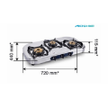 SS Natural polonês fogão a gás 3 queimadores de latão