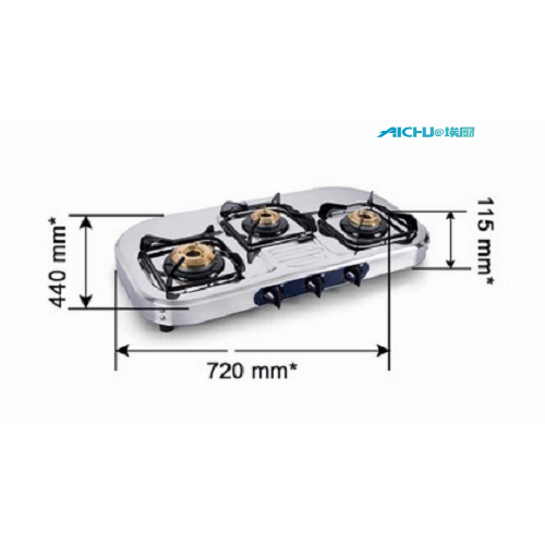 SS Natural Gas Gas Poland 3 Burners Brass