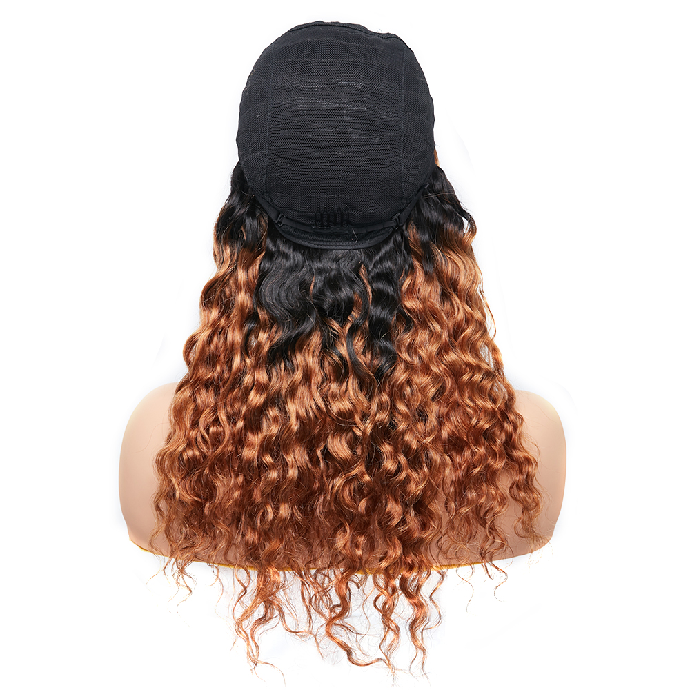 Water Wave Ombre 1b/30 Color Virgin Remy Human Hair Lace Front Wigs With Natural Pre-pluck Hair Line