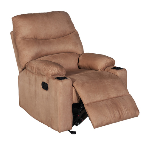 Single Faux Suede Recliner Sofa with Cupholder