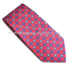 red blue plaid style polyester hand printing necktie