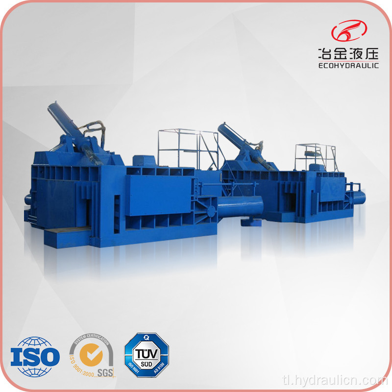 Hydraulic aluminum steel metal scrap compressing machine.