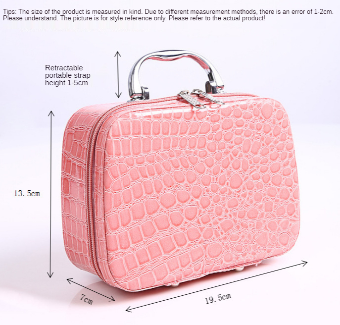 Korean Stone Pattern Cosmetic Case with Mirror Ladies Portable Storage Bag Square Zipper Cosmetic Bag Factory Wholesale