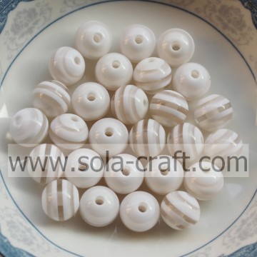 8MM 500Pcs Zebra Blanc, Acrylique, Plastique, Lucite Perles De Résine En Vrac Matériel Bijoux De Mode Perles De Résine