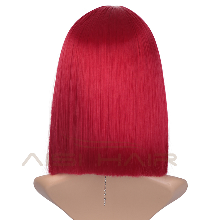 Aisi Hair Short Red Heat Resistant  Synthetic Fiber Hair Wigs For White Black Women Cosplay Wigs Straight  Bob Hairstyle Wigs