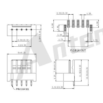 Pitch 2.54mm 90 ° Wafer-SMT AW2543R-S-XP