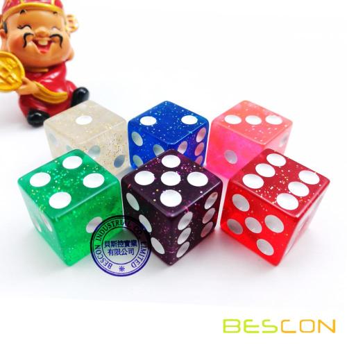 Bescon hoge kwaliteit Casino grootte Glitter dobbelstenen 19MM met grote stippen