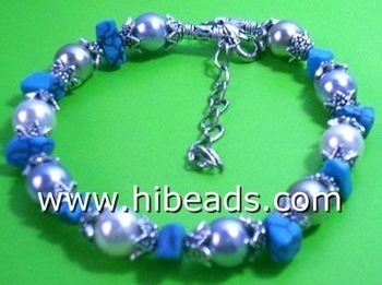 natural turquoise and shell beads bracelet jewelry TB0007