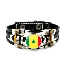 Senegal Flags Bangle Retro Alloy Leather Bracelet