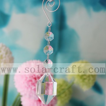 Popular Christmas Decoration Oblong Faceted Cut Diamond Prism With Clasp Hook For Restaurant Lamp Ornaments