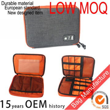 Orange polyester zipper gadget case pouch usb cable hard disk cellphone electronics bag equipments