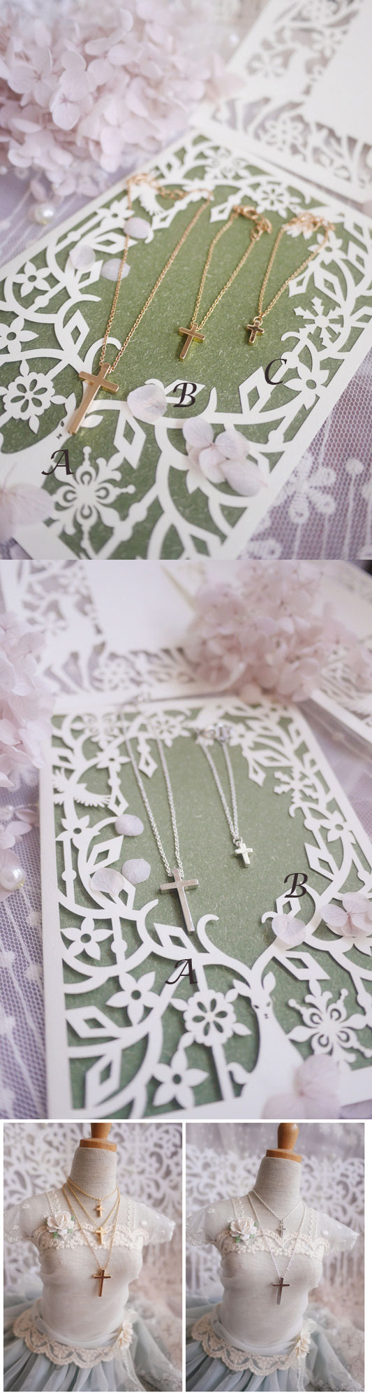 Collier croix or / argent pour SD / MSD / YSD Gold/Silver Cross Necklace For SD/MSD/YSD