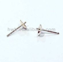 H168 Silver 925 Concave Shiny Pearl Stud Earring