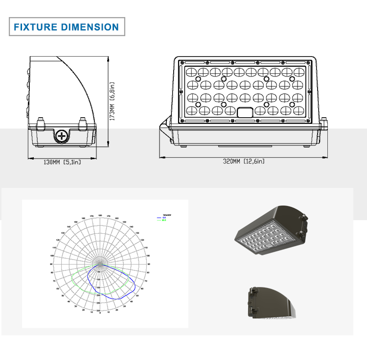 2019 Hot Design Outside Wall Lights, DLC ETL Adjustable Led Wall Pack Full Cut Off 42W~100W Aluminum with 5years Warranty 5-year