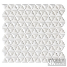 3D Bathroom Glass Mosaic Tile White