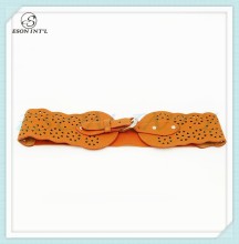 2015 New Style Women Brown Hallow Leather Elastic Belt