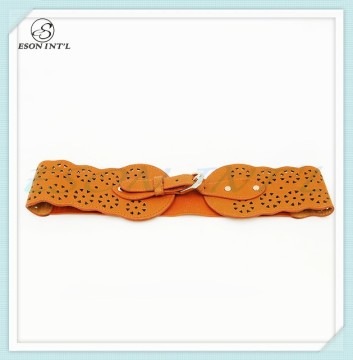 2015 New Style Women Brown Hallow Leather Elastic Belt