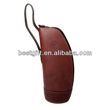 Fashion style leather wine holder wine bottle holder zippered wine holder
