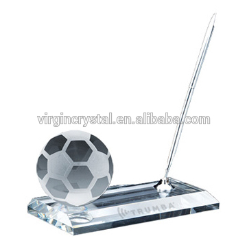 Crystal soccer sliver pen holder with name plate football souvenirs