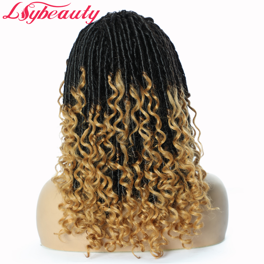 Crochet Braiding Blonde Goddess Faux Locs Human Hair Wigs, Twist Braiding Dread Locks Pre Made Human Hair Wig for Black Women