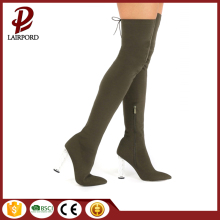 armygreen chunky heel over knee ladies boots