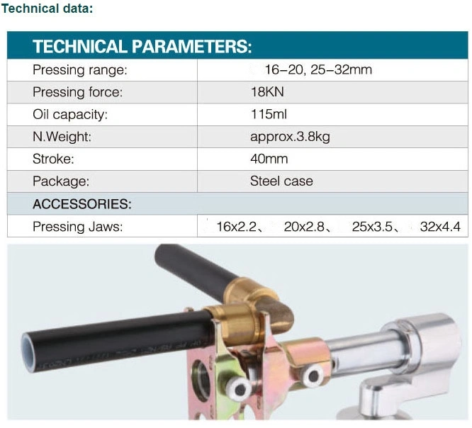 Igeelee Pressing Pipe Tool Hz-1240 Hydraulic Plumbing Crimping Tool for Copper Joins 16-32mm