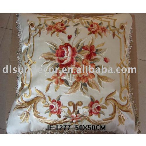 embroidered silk cushion cover
