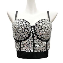 Handcrafted Rhinestone Crystal Bikini: Glamorous Stage Performance Costume and Dance Bra