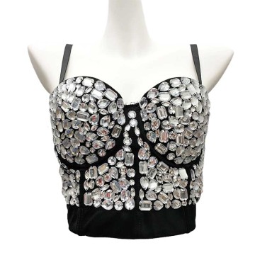 Handcrafted Rhinestone Crystal Bikini: Glamorous Stage Performance Costume and Dance Bra