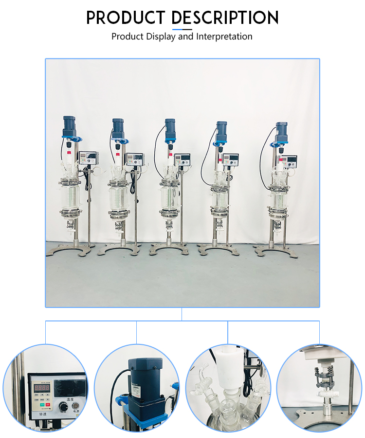 Small Filterable 3L Lab Chemical Equipment Glass Reactor Crystallization Reactor