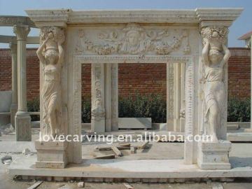 angel carved fireplace mantel