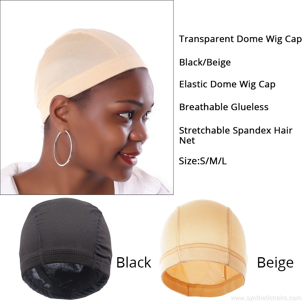 Black Wig Hats S/M/L Size Spandex Dome Cap