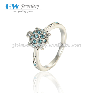 Latest Value 925 Silver Blue Zircon Turtle New Model Rings Silver