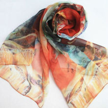 Digital Printed Silk Georgette Scarf Muffler Hand Rolled