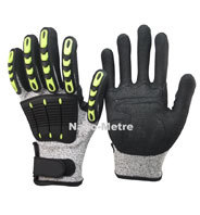 NMSAFETY 13 gauge nylon HPPE & acrylic double liner double coating foam latex winter use anti cut safety glove