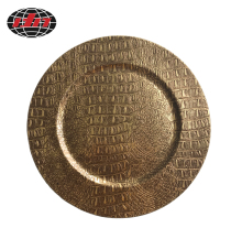 Dark Gold Crocodile Skin Plastic Charger Plate