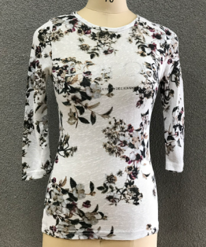 Fashion women's 3/4 printing sleeve blouse