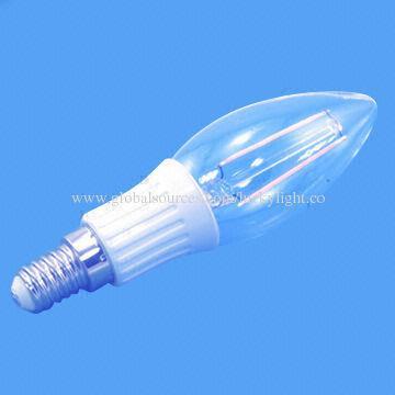 LED E14 Filament Candle Bulb with 220-240V AC, 2W, 200+lm, 2,700-3,000K