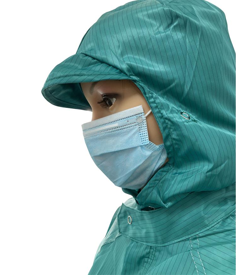 Hot Selling EPA Garments for Industrial Use Clean Room Green ESD Antistatic Smock Gown with Hood