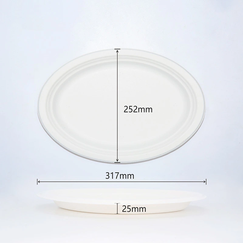 Compostable Bagasse Disposable 7.5''*10'' Small Oval Plate